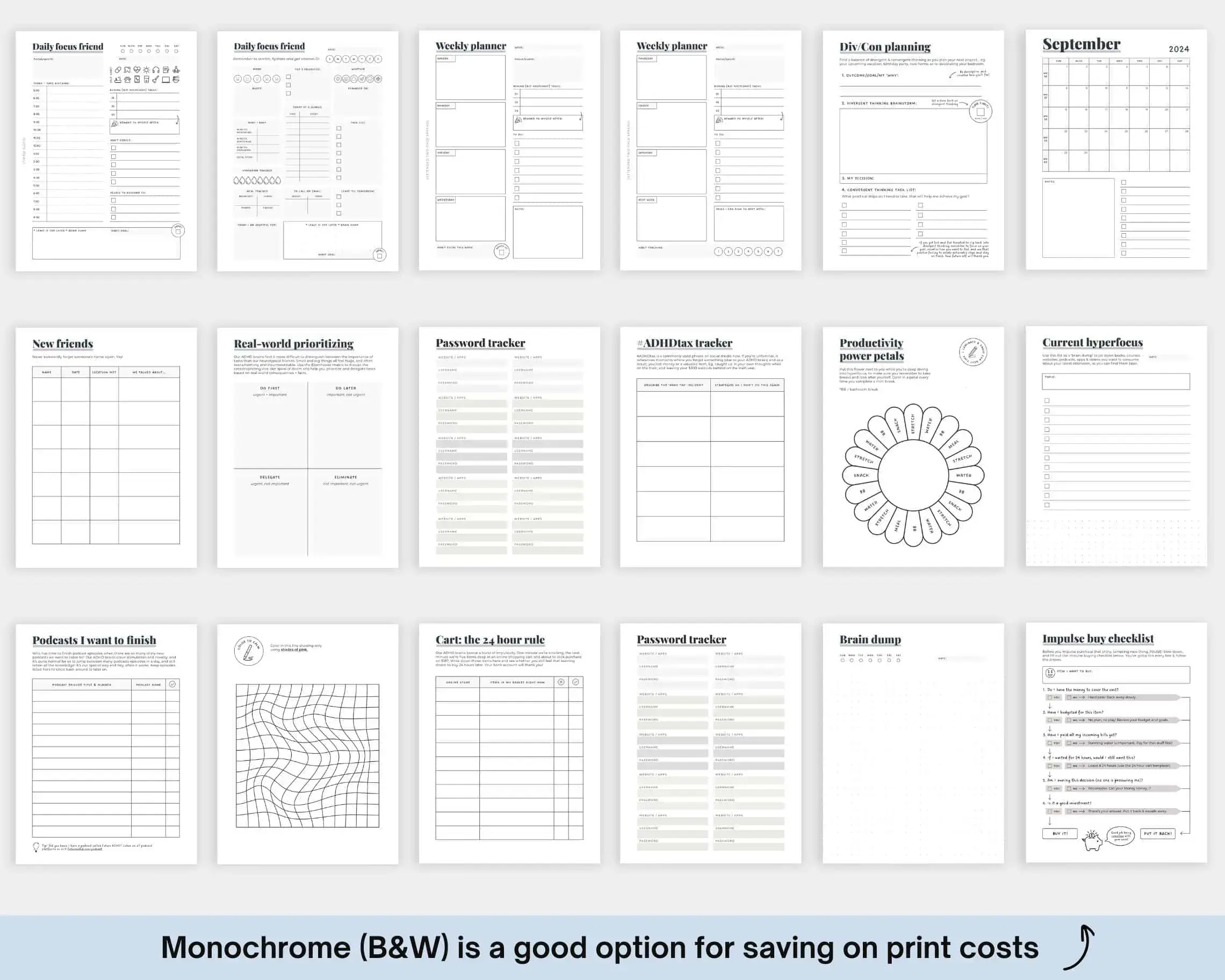 Printable ADHD Daily Planners